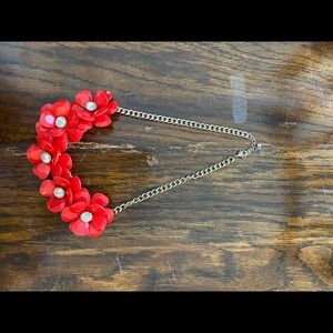 Coral Red Flower Necklace